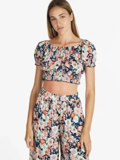 Airisa Top cropped floreale donna