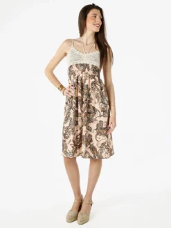 Airisa Vestito da donna con spalline sottili e dettagli in macramè - verde