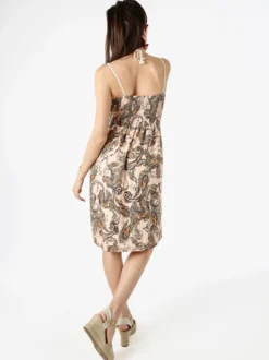 Airisa Vestito da donna con spalline sottili e dettagli in macramè - verde