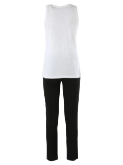 Aki Completo sportivo da donna con canotta e pantaloni - bianco