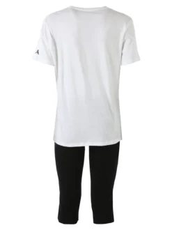 Aki Completo sportivo da donna con t-shirt e leggings a 3/4 - bianco
