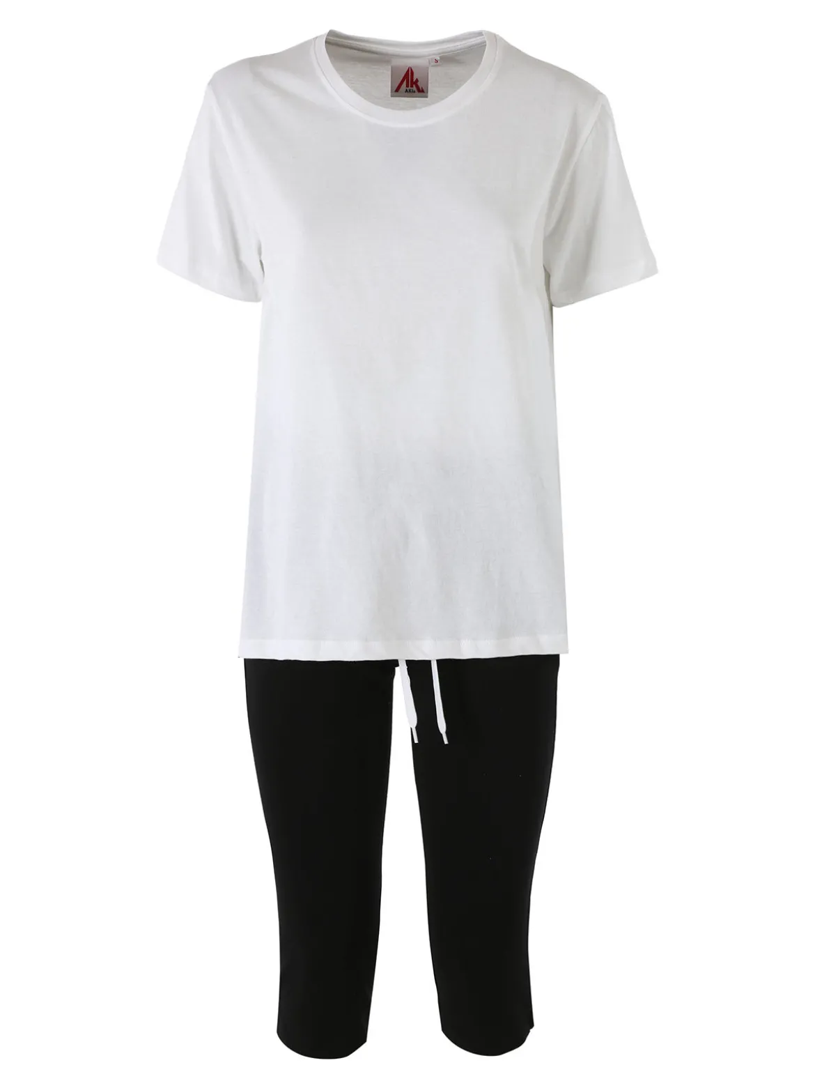Aki Completo sportivo da donna con t-shirt e leggings a 3/4 - bianco