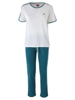 Aki Completo sportivo da donna con t-shirt e pantaloni lunghi - bianco