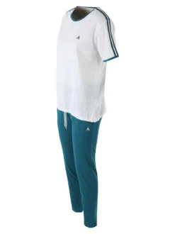 Aki Completo sportivo da donna con t-shirt e pantaloni lunghi - bianco