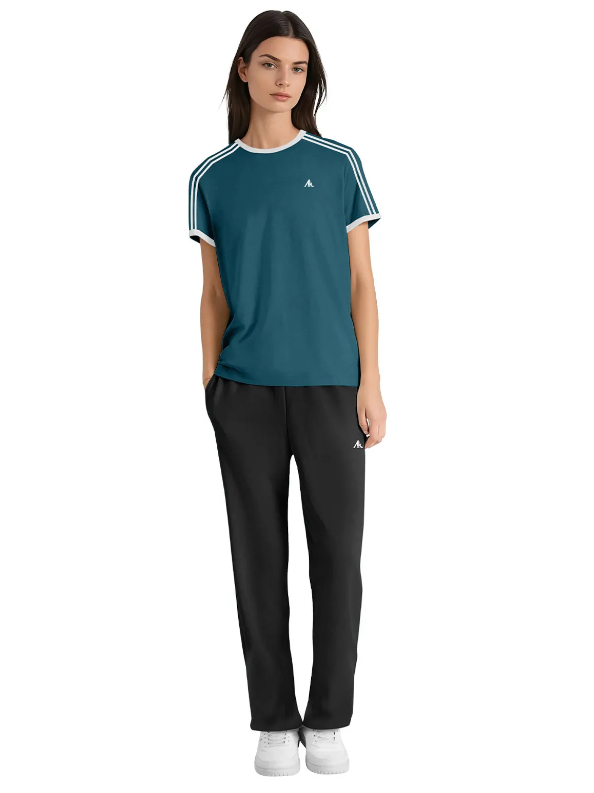 Aki Completo sportivo da donna con t-shirt e pantaloni lunghi - ottanio