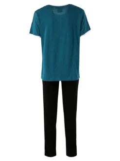 Aki Completo sportivo da donna con t-shirt e pantaloni lunghi - ottanio