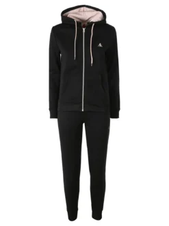 Aki Completo tuta da donna full zip con cappuccio e interno felpato - nero