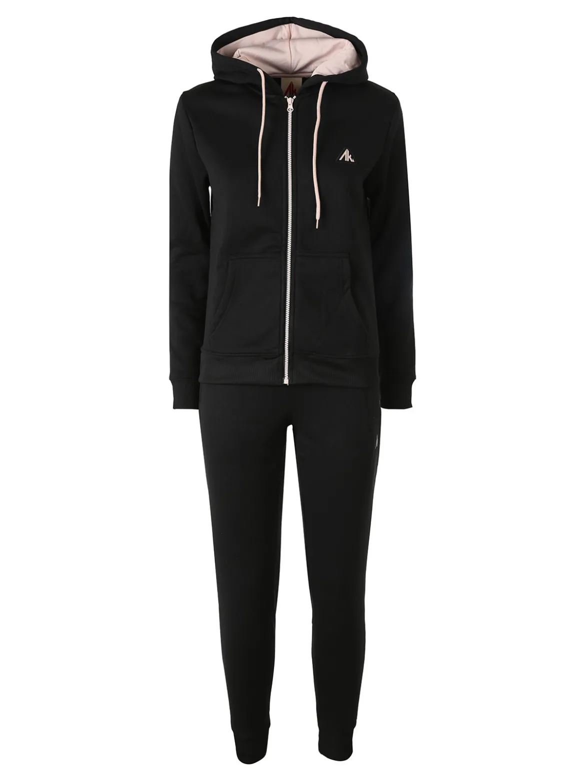 Aki Completo tuta da donna full zip con cappuccio e interno felpato - nero