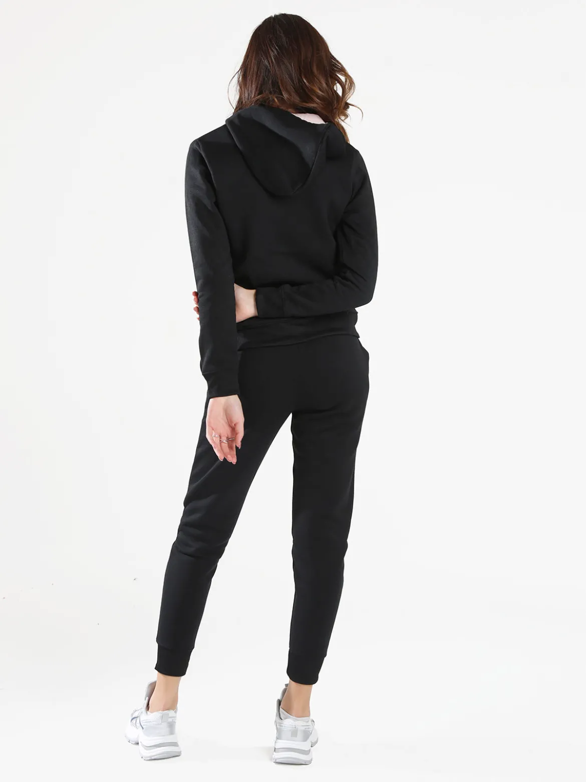 Aki Completo tuta da donna full zip con cappuccio e interno felpato - nero