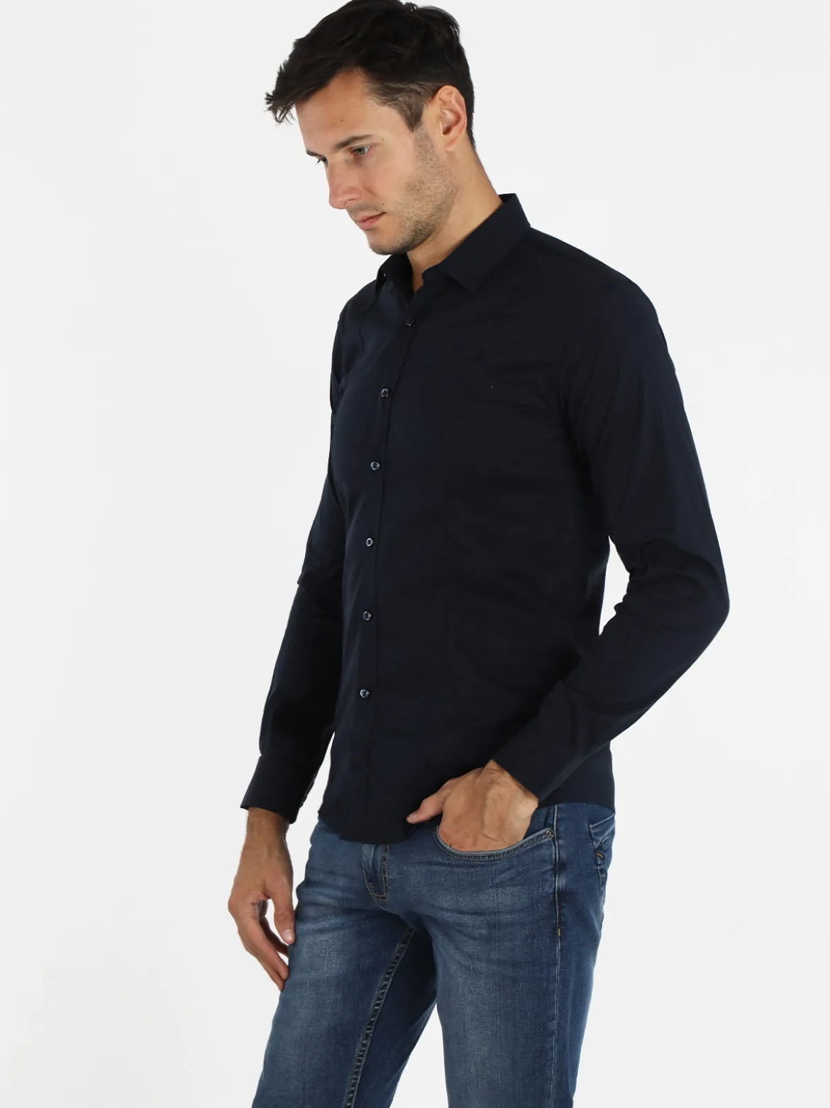 Akusawa Camicia uomo slim fit tinta unita