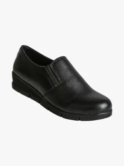 All-Pop Scarpe in pelle da donna slip-on con zeppa - nero