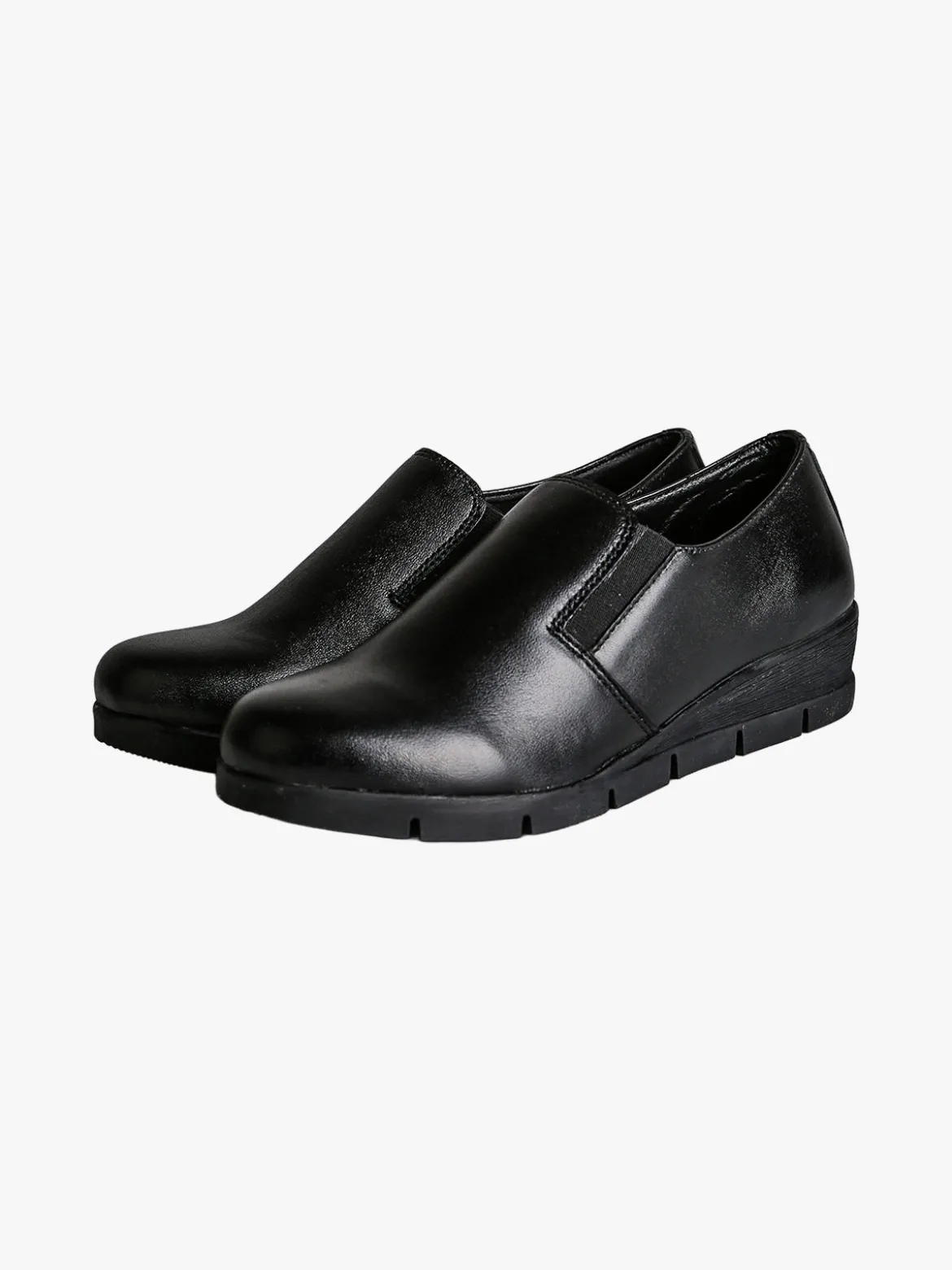 All-Pop Scarpe in pelle da donna slip-on con zeppa - nero
