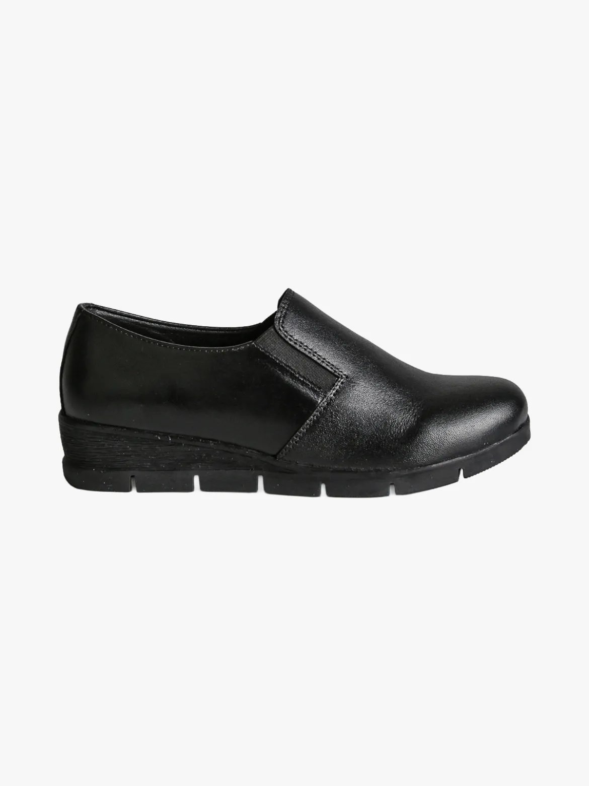 All-Pop Scarpe in pelle da donna slip-on con zeppa - nero