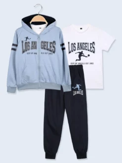Alta Linea Completo tuta 3 pezzi da bambino con cappuccio e zip - blu