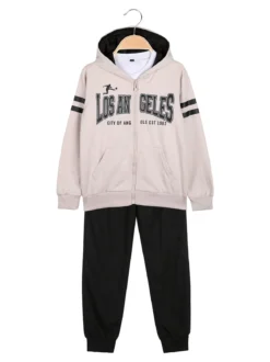 Alta Linea Completo tuta 3 pezzi da bambino con cappuccio e zip - beige
