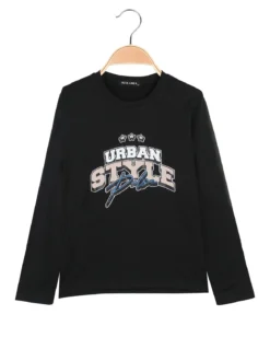 Alta Linea T-shirt da bambino a maniche lunghe con stampa - nero