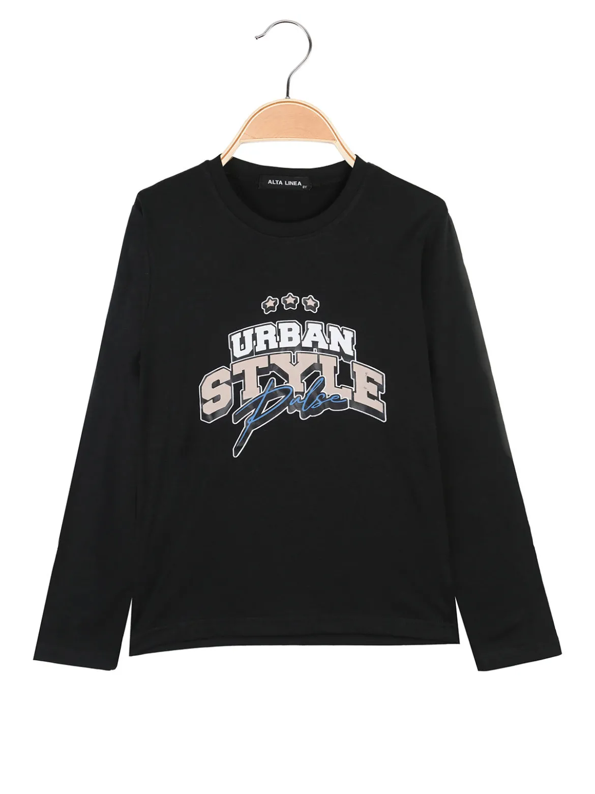 Alta Linea T-shirt da bambino a maniche lunghe con stampa - nero