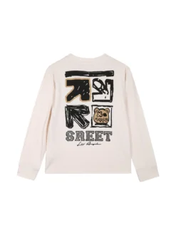 Alta Linea T-shirt maniche lunghe da bambino con stampa sul retro - beige