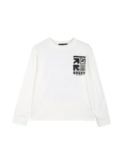 Alta Linea T-shirt maniche lunghe da bambino con stampa sul retro - bianco