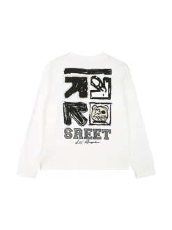 Alta Linea T-shirt maniche lunghe da bambino con stampa sul retro - bianco