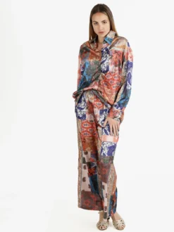 Altariva Pantaloni donna leggeri a gamba larga con elastico in vita