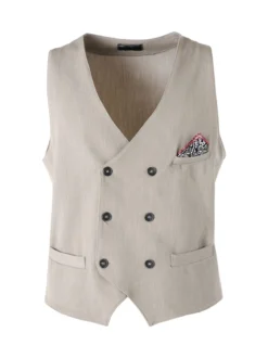 Andy Don B Gilet da uomo con chiusura a doppiopetto - beige