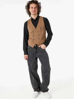 Andy Don B Gilet da uomo con chiusura a doppiopetto - marrone