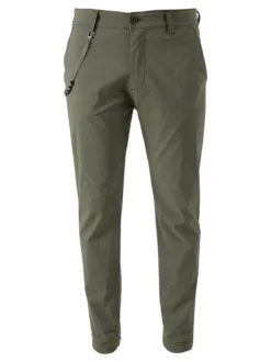 Andy Don B Pantaloni casual da uomo a quadri con dettaglio a catena - verde