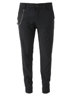 Andy Don B Pantaloni casual da uomo con stampa texture e dettaglio catena - nero