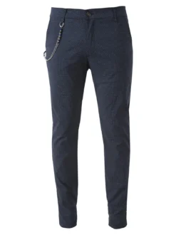 Andy Don B Pantaloni casual da uomo con stampa texture e dettaglio catena - blu scuro