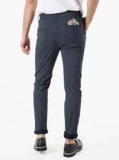 Andy Don B Pantaloni casual da uomo con stampa texture e dettaglio catena - blu scuro