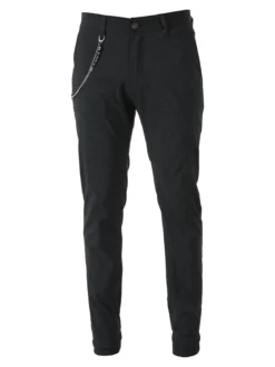 Andy Don B Pantaloni casual da uomo leggeri con stampa texture e dettaglio a catena - nero