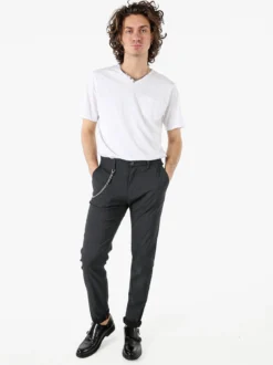 Andy Don B Pantaloni casual da uomo leggeri con stampa texture e dettaglio a catena - nero