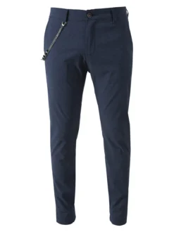 Andy Don B Pantaloni casual da uomo leggeri con stampa texture e dettaglio a catena - blu scuro