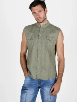 And You Camicia smanicata da uomo in lino