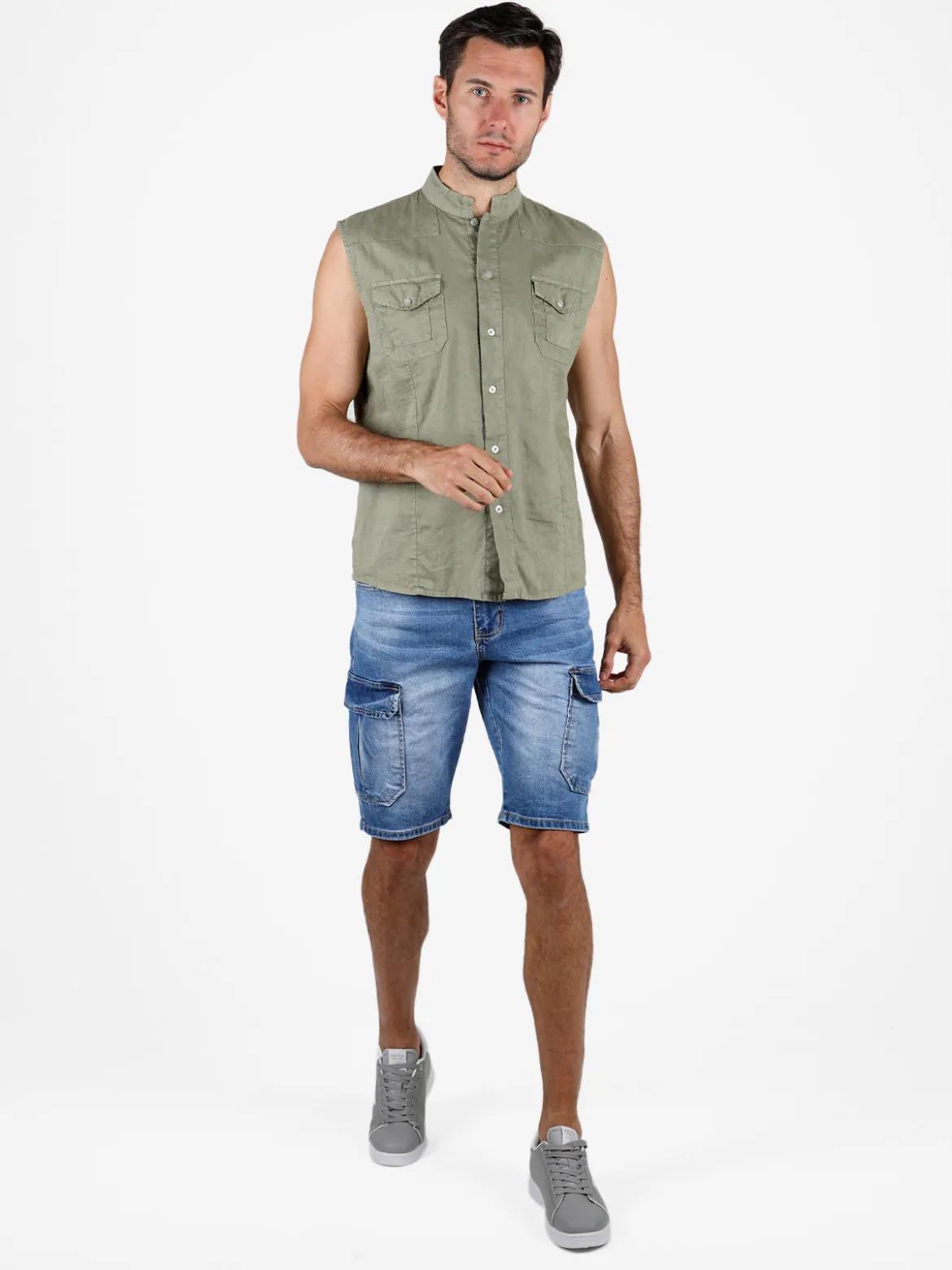 And You Camicia smanicata da uomo in lino
