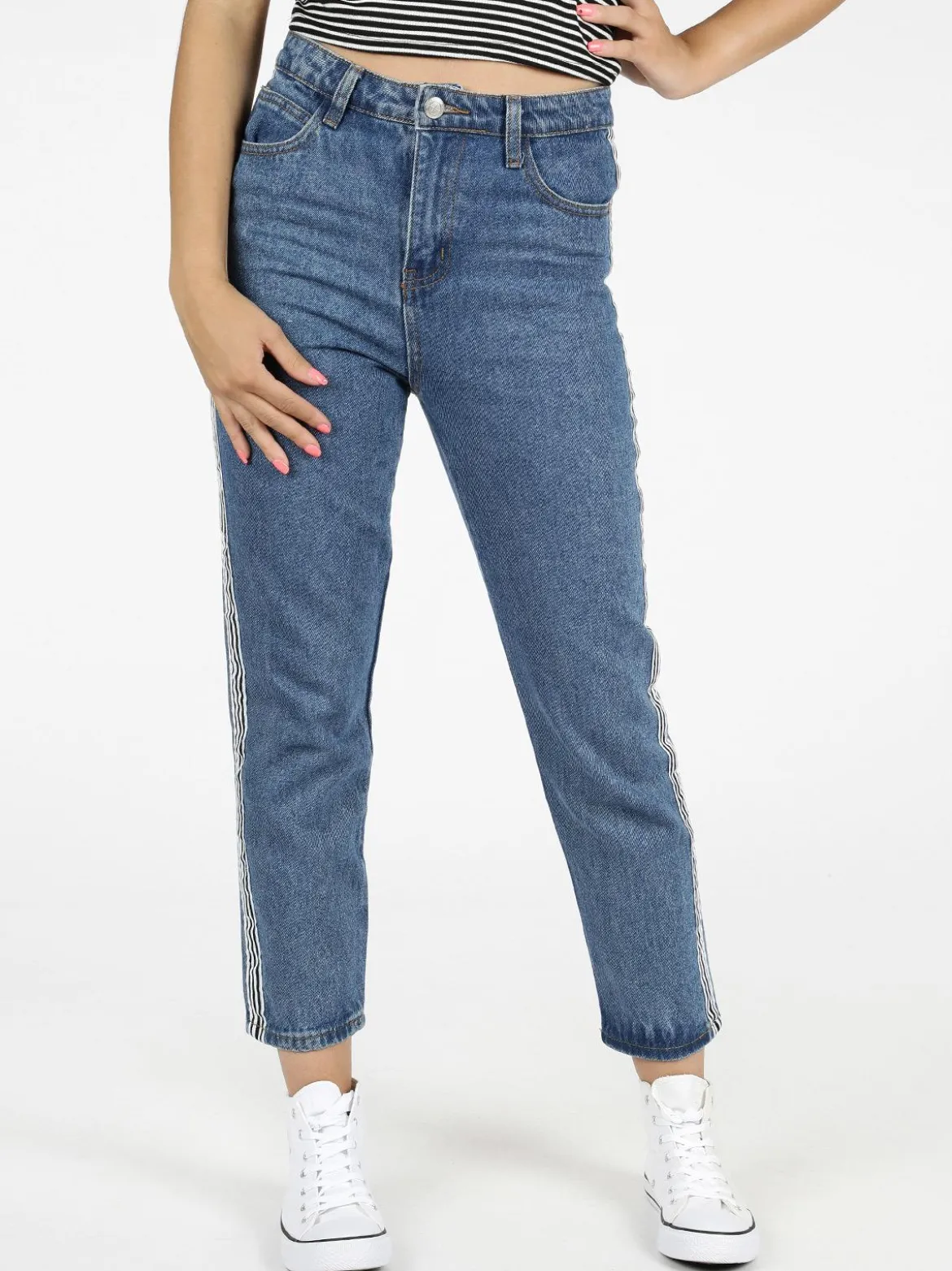 Angelica 2000 Jeans boyfriend con bande