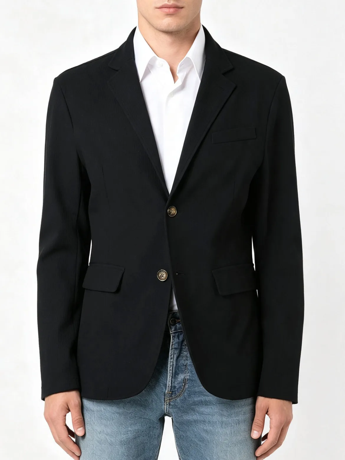 Ange Wear Blazer casual da uomo con bottoni - nero