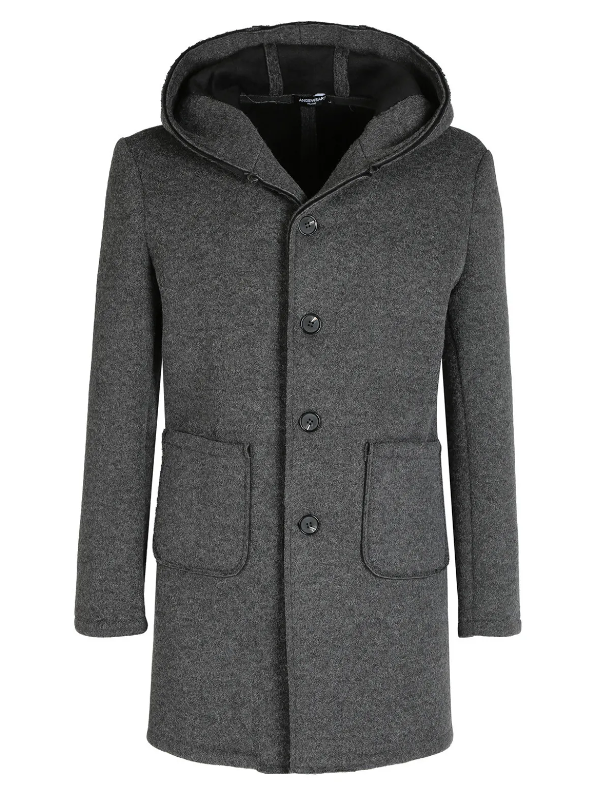 Ange Wear Cappotto misto lana da uomo con cappuccio