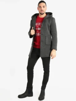 Ange Wear Cappotto misto lana da uomo con cappuccio