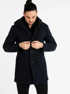 Ange Wear Cappotto misto lana da uomo con cappuccio