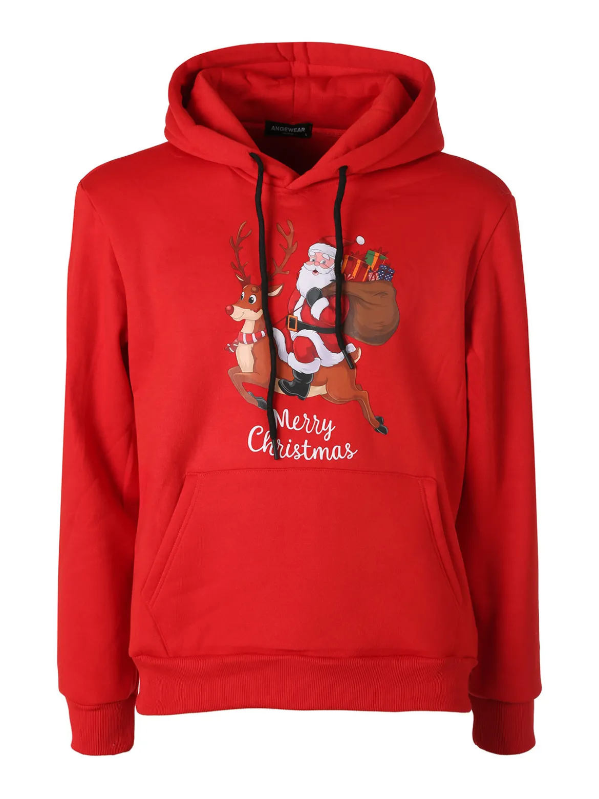 Ange Wear Felpa di Natale da uomo con cappuccio e interno felpato - rosso