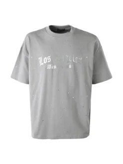 Ange Wear T-shirt da uomo in cotone con stampe metallizzate - grigio
