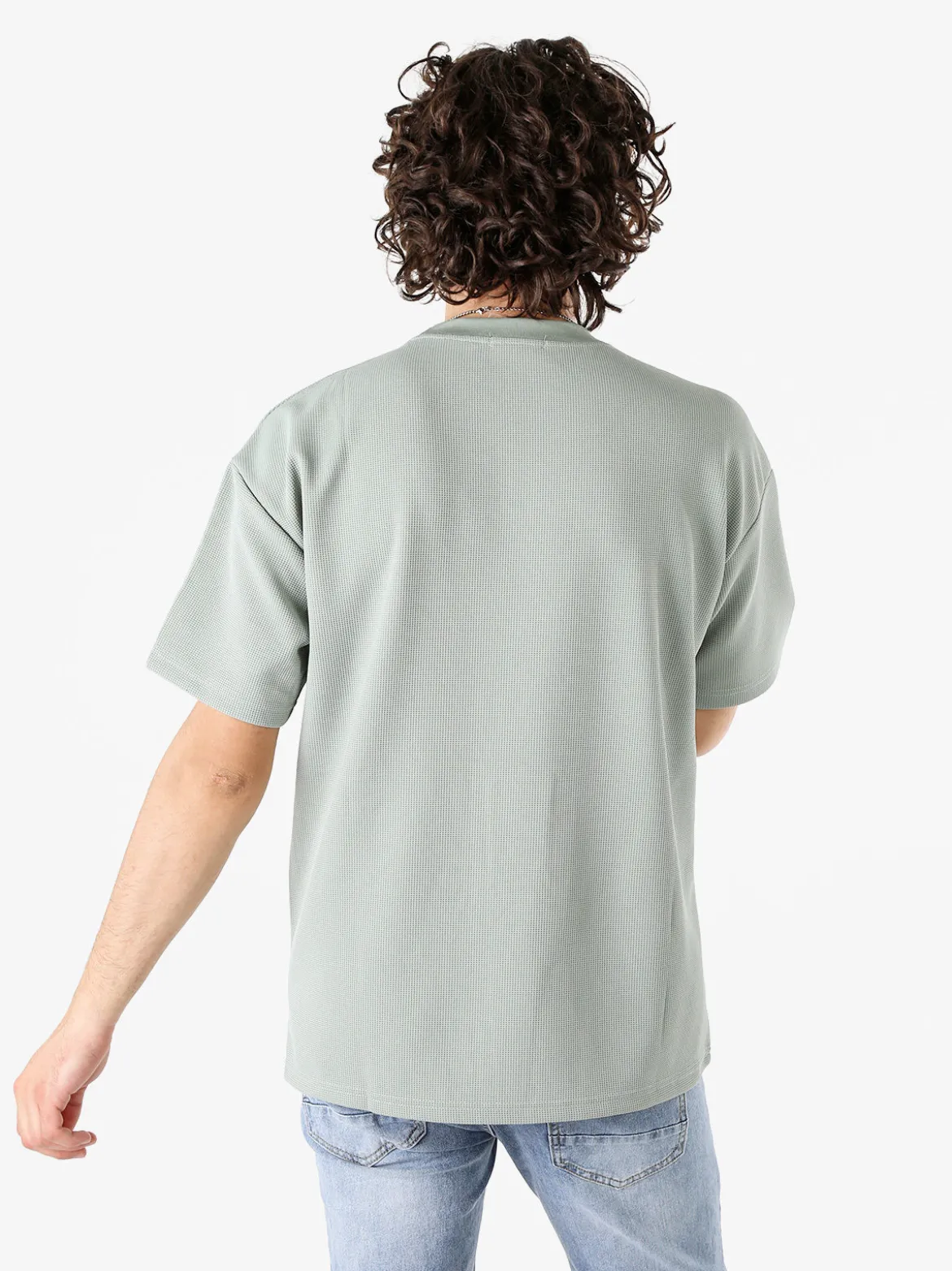 Ange Wear T-shirt girocollo da uomo a nido d'ape - acqua marina