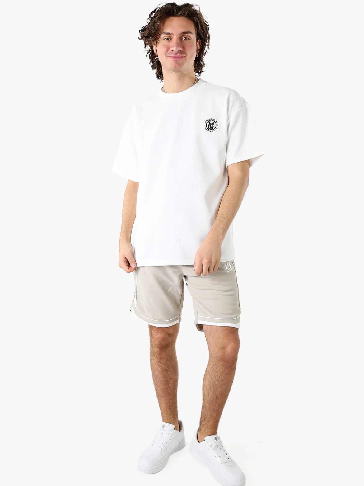 Ange Wear T-shirt girocollo da uomo a nido d'ape - bianco