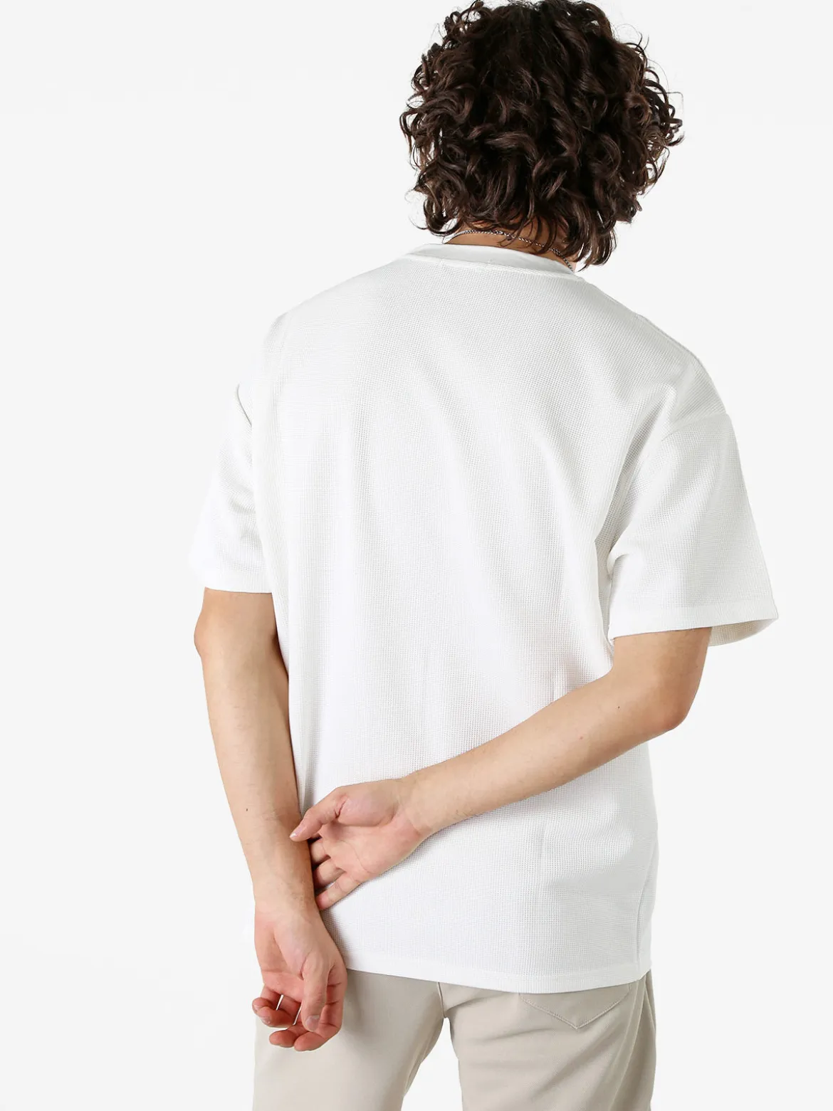 Ange Wear T-shirt girocollo da uomo a nido d'ape - bianco