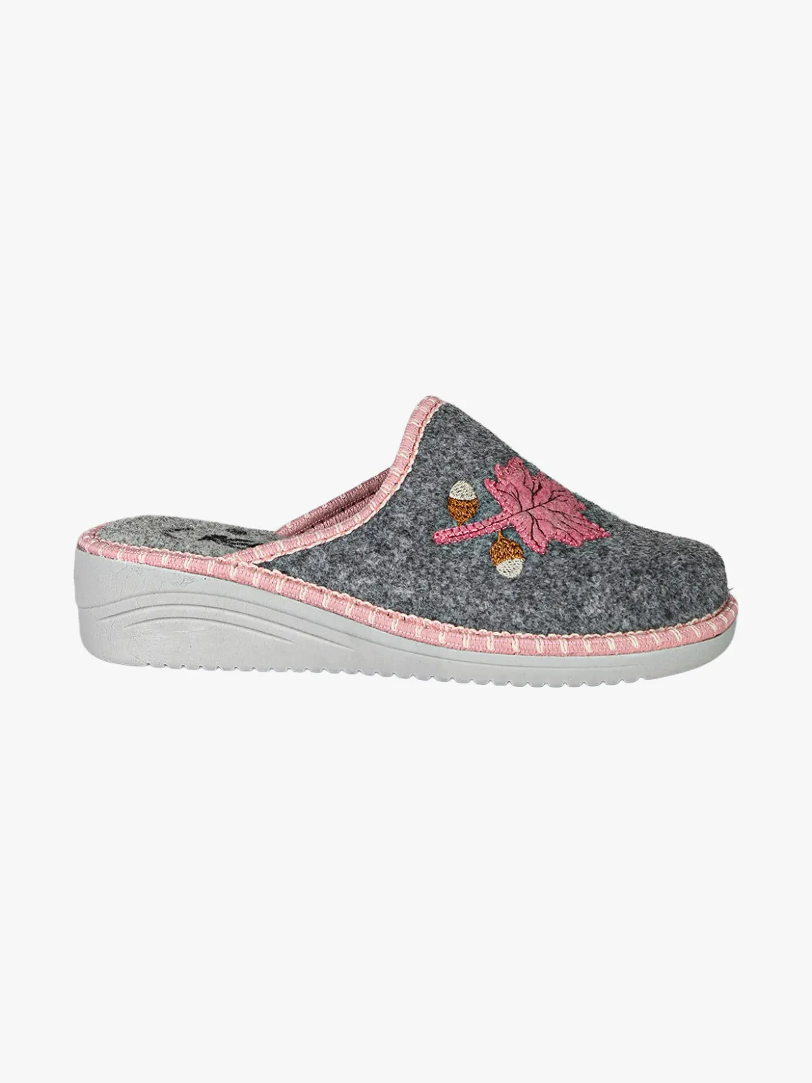 A Piedi Liberi Pantofole donna in feltro con zeppa - grigio