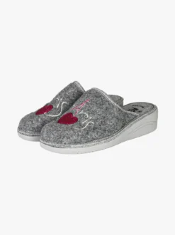 A Piedi Liberi Pantofole donna in feltro con zeppa - grigio