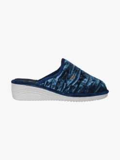 A Piedi Liberi Pantofole donna in velluto con zeppa - blu