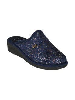A Piedi Liberi Pantofole donna invernali con zeppa - blu scuro